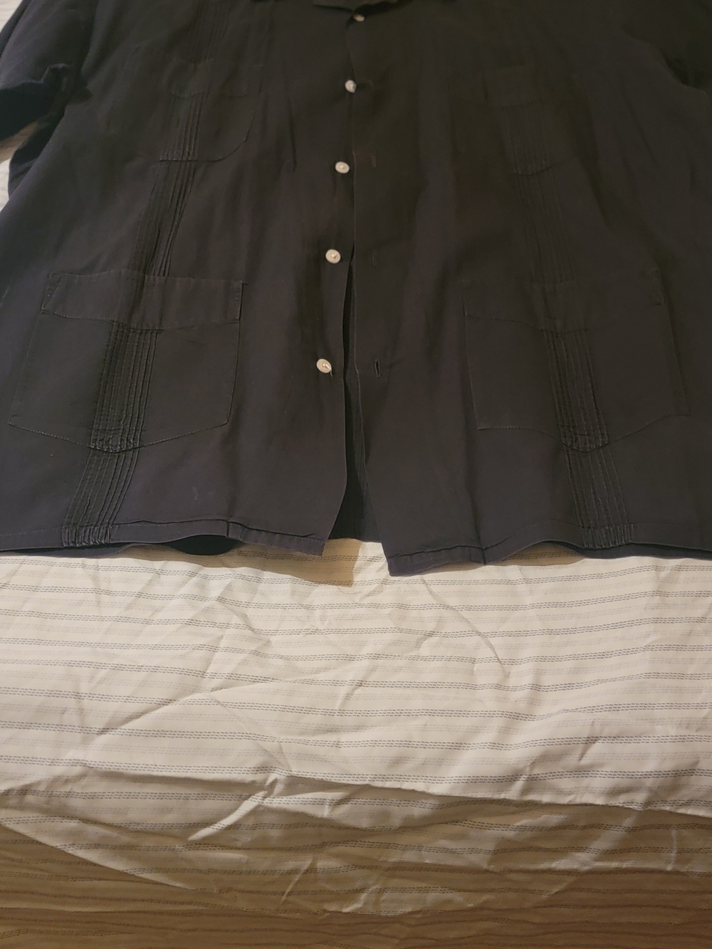 Nordstrom Black Short-Sleeve Button-Front Camp Shirt